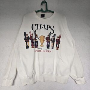 Ralph Lauren Chaps White Graphic Ski Sweater Extra Large Vintage 90s Pullover